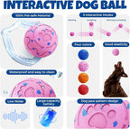 Dog Balls: Interactive Dog Ball Auto Rolling - Interactive Dog Toys for Aggressive Chewers - Bouncy & Throwable, Type-C Rechargeable, Washable, for Small & Medium & Large Dogs – Pink