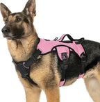 rabbitgoo Escape Proof Dog Harness Large Dogs, Soft Padded Full Body Pet Harness, Reflective Adjustable No Pull Vest with Lift Handle and Leash Clip for Walking Hiking, Light Pink, XL