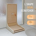 Meeyoview Vertical Sisal Cat Scratcher, 27.5'' L Shape Scratching Post, Upright Scratching Pad for Indoor Cats, Solid Wooden Furniture Protector with Catnip