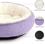 Love's cabin Round Donut Cat and Dog Cushion Bed, 25in Pet Bed for Small or Medium Dogs, Anti-Slip & Water-Resistant Bottom, Soft Durable Fabric Pet Beds, Washable Calming Cat Bed Lavender Stripe