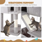 SHA CERLIN 81in Multi-Level Tall Cat Tree Tower for Indoor Kitties/Larger Cat Condo Furniture with Hammock/Cozy Pussycat Perches/Sisal Scratching Posts/Pet House/Wide Base/Grey
