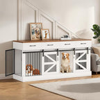 71" Large Dog Crate for 1 or 2 Dogs, Indoor Wooden Dog Cage with Removable Divider & 4 Storage Drawers - Heavy Duty Dog Kennel Furniture, Multi-Functional Pet Crates for Large/Medium Dogs,TV Stand