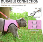 PUPTECK Soft Mesh Cat Vest Harness and Leash Set Puppy Padded Pet Harnesses Escape Proof for Cats Small Dogs, Pink Large