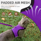 PUPTECK Soft Mesh Cat Vest Harness and Leash Set Puppy Padded Pet Harnesses Escape Proof for Cats Small Dogs Rabbits Bunny