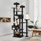 85inch Giant Cat Tree for Heavy Duty Big Cats, Multi-Level Luxury Cat Tower with Scratching Post, Cat Condo with Hammocks & Plush Perches for Indoor Cats Large Adult, Black