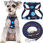 Puppytie No Pull Small Dog Harness with Multifunction Dog Leash,Lightweight Soft Adjustable No Choke Escape Proof Pet Harness Vest Pet Harness Vest,Polka dots Starry Sky,S