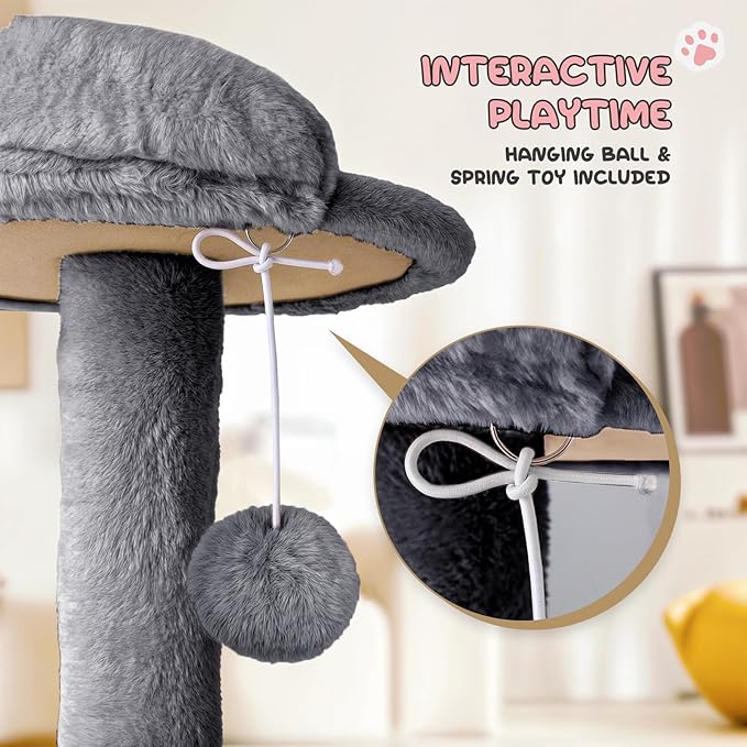 MoNiBloom Cat Tree, 77 Inch Cat Tree Tower with 2 Condo, Tall Cat Tower with Scratching Post, Cat Climbing Tower, Cat Tree for Indoor Cats, Smoky Grey