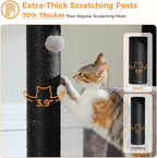 PETEPELA Cat Tree for Large Cats up to 30 lbs, 58" Heavy Duty Cat Tower with Reinforced Scratching Posts[ φ3.1”], Large Hammock, Spacious Condo & Top Perch, Sturdy Cat Furniture for Maine Coons, Black