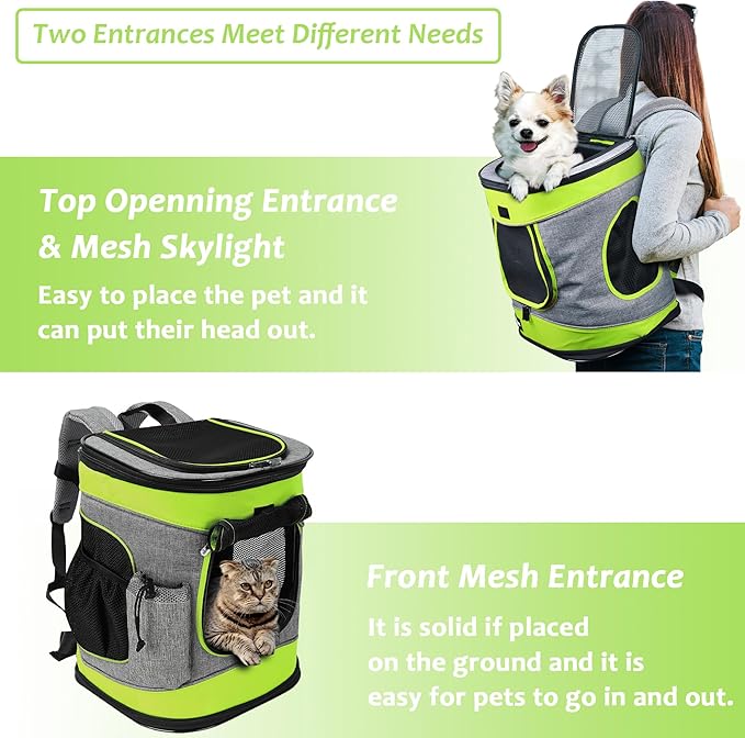 Kritter Planet Pet Carrier Backpack for Cats Dogs, Breathable Pet Backpack with 4 Mesh Window, Portable Pet Carrier for Camping
