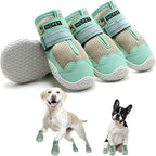 Hcpet Dog Shoes for Large Dogs, Breathable Dog Booties for Small Medium Dogs, Anti-Slip Dog Boots & Paw Protectors for Hot Pavement Winter Snow Hiking with Reflective Straps Green Size 7