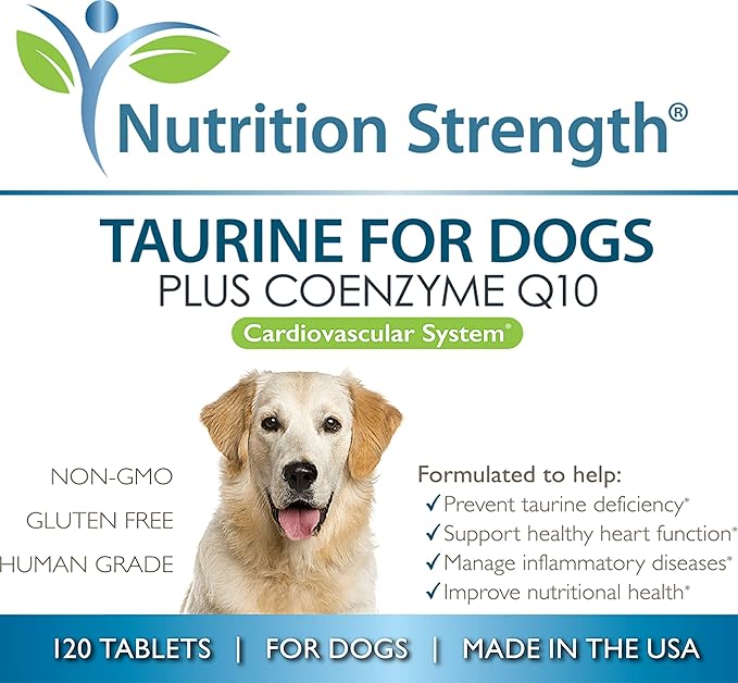 Taurine for Dogs, Support for a Healthy Heart Function, Resist Inflammatory Diseases, with Coenzyme Q10 to Help Manage Heart Failure and DCM in Dogs, 120 Chewable Tablets