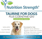 Taurine for Dogs, Support for a Healthy Heart Function, Resist Inflammatory Diseases, with Coenzyme Q10 to Help Manage Heart Failure and DCM in Dogs, 120 Chewable Tablets