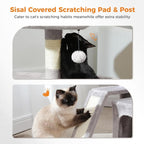 PEQULTI Small Cat Tree Tower for Large Adult Cats with Wide Top Perch, Private Cat Condo and Sisal Scratching Post&Pad for Indoor Cats, Gray