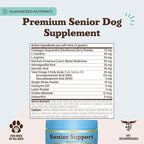 Natural Dog Company Senior Dog Vitamins Chew for Brain, Heart & Eye Health - Cognitive Support, Vision Clarity & Cardiovascular Function with Omega-3s, Lion’s Mane Senior Dog Supplements, 90 cnt