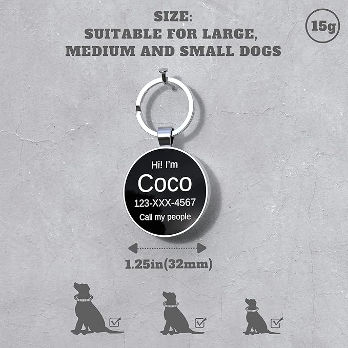 Dog Tags Personalized for Pets Custom Dog Tags Dog Name Tag QR Code Pet Tags Smart Pet ID Tags Free Online Pet Page Prevent Lost/Modifiable Colorful Paw Print