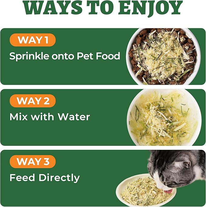 Wellix Dog&Cat Food Topper - Cat Grass Treats for Haiball Treament - Chicken Flavor Freeze Dried Cat Treats - Low Calorie Training Treats for Dogs&Cat 7.5oz