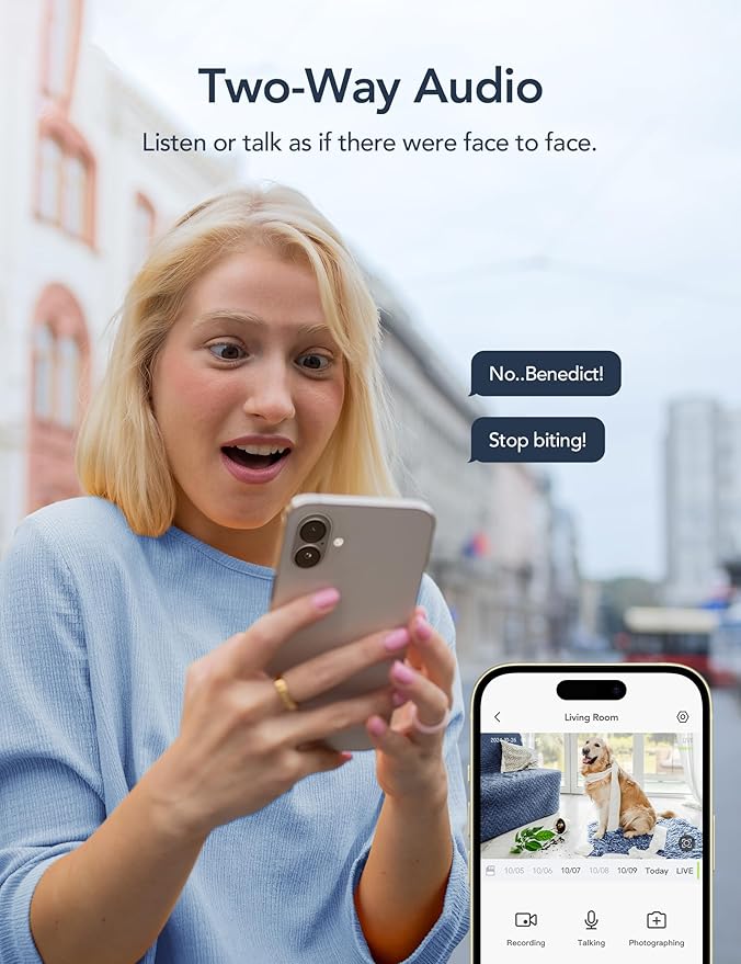 GNCC Indoor Security Camera, 2K Cameras for Home Security with Motion Detection, Baby/Pet Camera with Phone App, Night Vision, 2-Way Audio, TF/Cloud Storage, Works with Alexa & Google Home, 2.4G WiFi