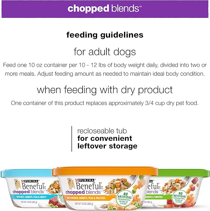 Purina Beneful Wet Dog Food Variety Pack, Chopped Blends - (12) 10 oz. Tubs