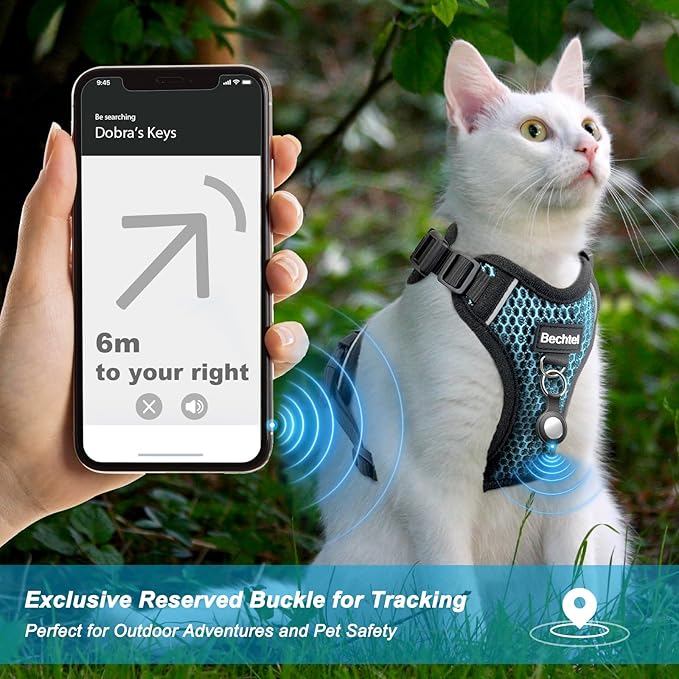 Cat Harness and Leash for Walking Escape Proof Soft Adjustable Cat Leash Breathable Honeycomb Structure Comfortable Vest Easy to Wear Kitten Harness for Outdoor Travel, Honeycomb Blue, XXS