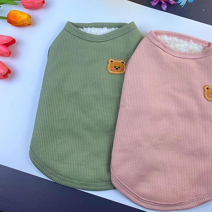 Fleece Cotton Dog Shirt - Warm & Lightweight Winter Pet T-Shirts, Soft & Breathable, Stretchy Sleeveless Vest for Medium & Small Dogs