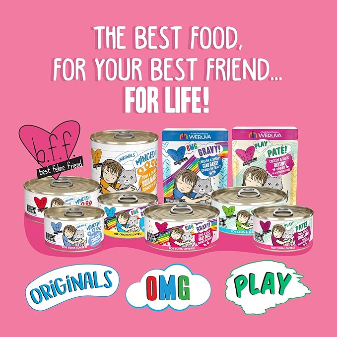 B.F.F. Play - Best Feline Friend Paté Lovers, Aw Yeah!, Tuna & Chicken Check Please! with Tuna & Chicken, 5.5oz Can (Pack of 8)