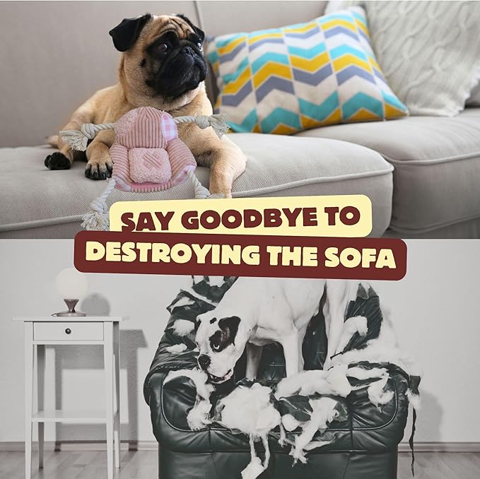 Squeaky Dog Toys, Durable Tug of War Chew Toys for Small, Medium and Large Dogs, Interactive Puppy Toy for Teeth Cleaning, Birthday Gift - Couch