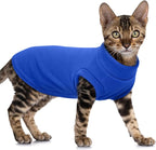 PUMYPOREITY Fleece Sphynx Cat Clothes, Warm Thick Cat Sweater, Soft Winter Coat for Hairless Cats, Cold Weather Pet Sweater for Dogs and Cats, Dark Blue, L