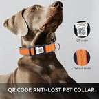 Personalized Dog Collar with QR Code tag for pet ID, Reflective Safety Collar, Suitable for Small, Medium, and Large Dogs (Orange, Medium)