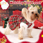 Dog Sweater Dress, Puppy Sweaters for Small Dogs Girl Winter Pet Clothes Outfit for Chihuahua Yorkie Teacup Cold Weather Red Plaid Cat Apparel Clothes (Small, Red)