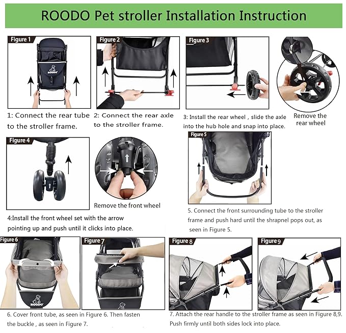 ROODO 4 Wheel Dog Cat Pet Stroller Best Lightweight Foldable Compact Portable Jogger All Terrain Travel Pet Gear Puppy Doggie Bunny Kitty Stroller for up to 30lbs Medium Small Dogs Cats(sage Green)