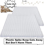 16 Pack Cat Repellent Outdoor Mat Cats Dogs Plastic Bendable Spiked Deterrent Training Repellent PET Mats with Spikes for Indoor Outdoor Supplies, 18.3 Square Feet, 16 x 13 Inch(Clear)