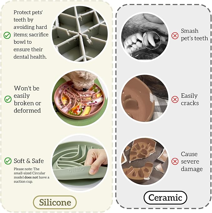OHMO Slow Feeder Dog Bowls(Tree Life, Sage Green) Enrichment Soft Silicone Food Safe Feeding Bowl Non Slip Suction Cup for All Breed Pet, Cat Slow Down Eating Dishes, Boredom and Anxiety Reducer
