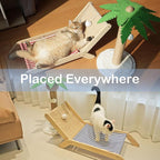 Beach Chair Cat Hammock, Cat Furniture, Original Cozy Cat Lounger with Sisal Scratcher and Toy Ball, Elevated Cat Beds for Indoor Cats (Red)