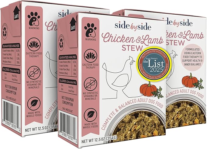 Side by Side Chicken & Lamb Stew, Warming Dog Food for All Breeds, Made of Whole Foods, Every Ingredient Has a Purpose, No Artificial Additives, Fillers, or Gums, Ready to Serve, 12.5 oz, 3 Pack
