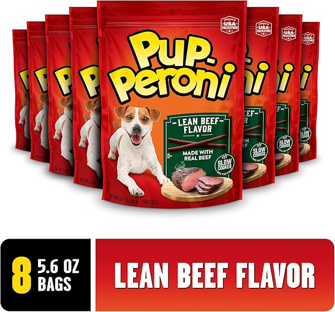 Pup-Peroni Dog Treats, Lean Beef Flavor, 5.6 Ounce (Pack of 8), Made with Real Beef, 90% Fat Free