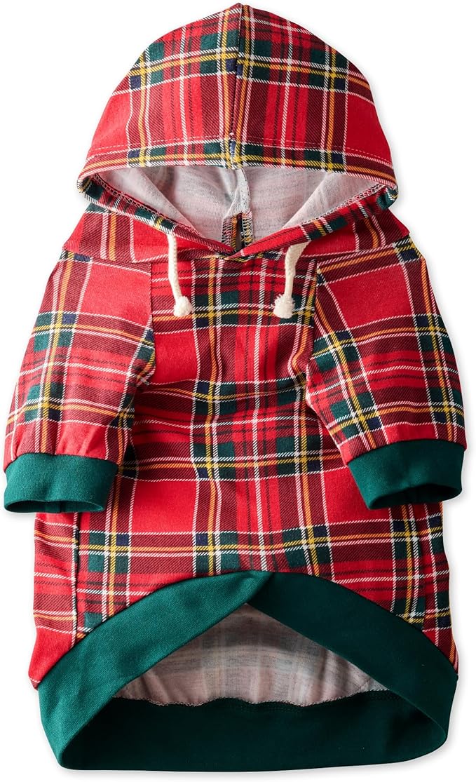 Rocky – The Orginal Lightweight Hooded TEE 100% Organic Cotton Dog Hoodie Pet Coat Sweater for Small, Medium, Large Dogs, Royal Stewart Plaid, Large