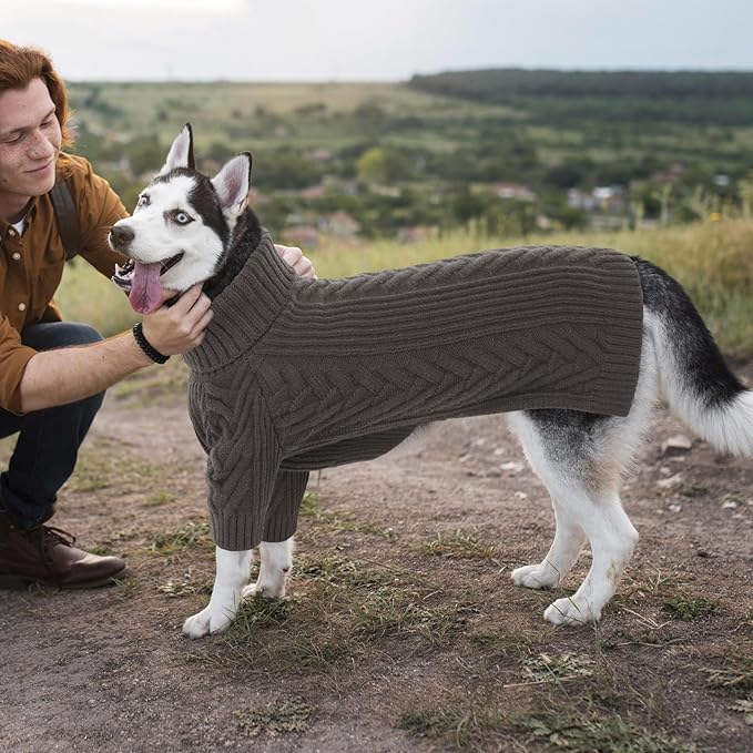 ASENKU XL Dog Sweater, Dog Sweaters for Extra Large Dogs,Pet Sweatshirt Apparel Turtleneck Pullover Winter Pitbull, Labrador Retriever(Dark Grey, X-Large)