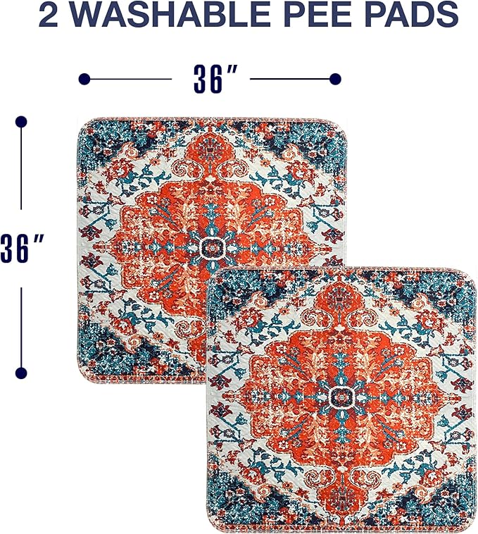 PUPIBOO Washable Pee Pads for Dogs and Cats - Super Absorbent Reusable Puppy Training Pads - 100% Waterproof, Leak-Proof & Non-Slip Whelping Pads for Pet Housebreaking