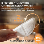 Replacement Filters for Stainless Steel Cat Water Fountain – 4 Months Set of Activated Carbon & Ion Exchange Resin for Fresh & Clean Drinking, Pack of 8 Filters