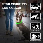 Led Light Up Dog Collar Rechargeable Waterproof, Glow in Dark Dog Collar, TPU Cuttable Lighted Dog Collars for Night Walking Charging USB, Safety for Small Medium Large Dogs Green