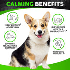 Hemp Calming Chews for Dogs - 170 Dog Calming Chews - Anxiety Relief Treats with Melatonin - Natural Aid for Stress, Separation, Fireworks, Thunder, Barking, Sleep – Pet Supplement - Made in USA