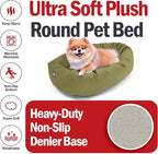 Majestic Pet 24 Inch Suede Shredded Memory Foam Mix Calming Small Dog Bed Washable 24 x 19 x 7 (Inch) - Cozy Soft Round Donut Dog Bed with Spine for Head Support - Pet Bed Sage