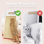 Meeyoview Sisal Cat Scratcher Ramp, 27'' L Shape Scratching Post, Vertical Cat Scratcher for Indoor Cats, Solid Wooden Scratch Pad, Furniture Protector with Catnip