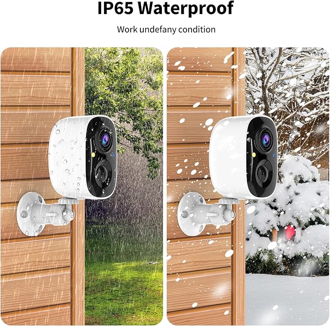 2K UHD Smart Wireless Security Camera Indoor/Outdoor,Battery Powered WiFi Camera with Color Night Vision, Motion Detection, 2-Way Audio, Weatherproof, Cloud/SD Storage for Home Security (2.4GHz Only)