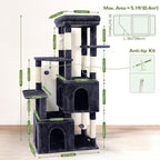 Globlazer Cat Tower for Indoor Cats, Heavy Duty Cat Trees for Large Cats Adult Big Cats Maine Coon Cat Tree Tower with Scratching Post, Extra Large Top Perch, Cat Condos, F61, Dark Grey, 61inch