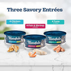 Blue Buffalo Tastefuls Natural Flaked Wet Cat Food Variety Pack, Tuna, Chicken and Fish & Shrimp Entrées in Gravy 5.5-oz Cans (12 Count - 4 of Each)