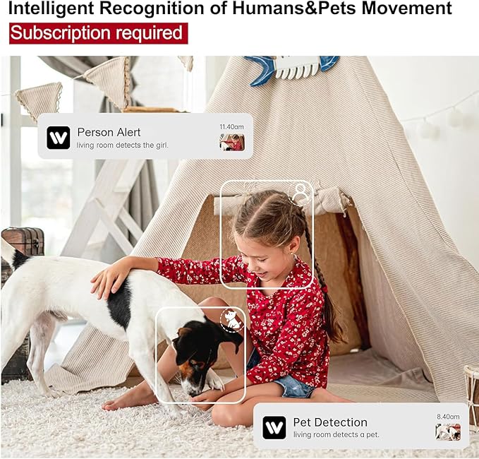 Indoor Security Camera, 5G & 2.4GHz Dog/Puppy/Pet WiFi Security Camera with Phone App, 360° Pan/Tilt Home Cameras Indoor, Smart AI Auto Tracking & Night Vision, US Cloud Storage (2Pack)