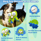 Interactive Octopus Dog Toys – Rechargeable Dog Squeaky Toy with Bouncing Ball, Music, Recording & Silent Modes – Moving Toys to Keep Dogs Busy for Small, Medium & Large Breeds