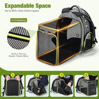 Lekereise Cat Backpack Carrier, Expandable Large Space Cat Bubble Backpack for Kitty Small Dog up to 18lbs, Transparent Pet Carrier for Travel, Hiking, Walking & Outdoor, Gray