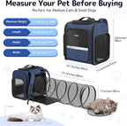 Pawtners Cat Carrier Backpacks Expandable Pet Backpack with Breathable Mesh, Pet Carrier Backpack for Cats Small Dogs Puppies Up to 18 Lbs, Dog Carrier Backpack for Travel Hiking Camping Outdoor Blue